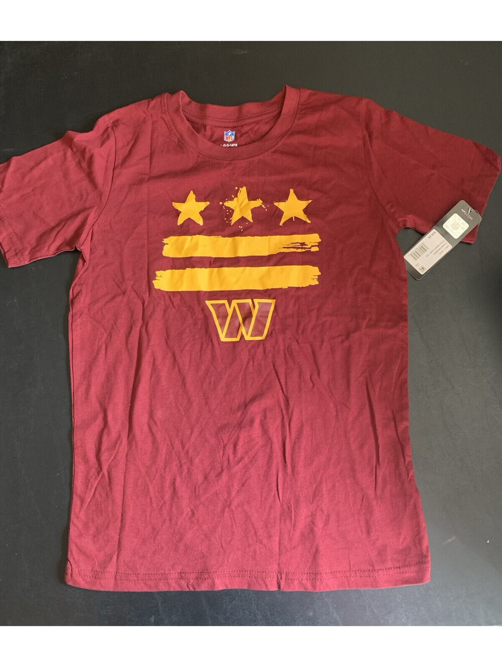 NFL Washington Commanders Burgundy/Gold Tee Shirt Large Officially Licensed